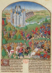 La Battaglia di Auray del 29 settembre 1364 Miniatura da Compillation..., c. 1480