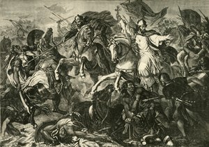 Il Vescovo di Ratisbona alla Battaglia di Augusta, Battaglia di Lechfeld 955, 1890 da Unbekannt