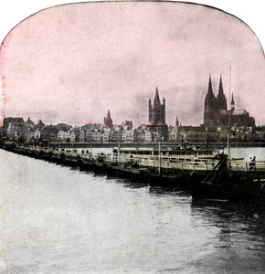 Il ponte di barche sul Reno, Colonia, Germania, inizio 20° secolo