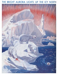 La luminosa aurora illumina il nord ghiacciato, 1935 da Unbekannt