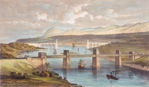 Il ponte tubolare Britannia, Stretto di Menai, Galles, c1850 da Unbekannt