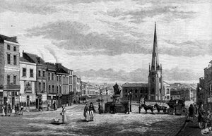 Il Bull Ring, con la Chiesa di San Martino, Birmingham, 1812, 1887 da Unbekannt