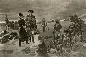 Il campo a Valley Forge. Mantelli degli ufficiali e coperte olandesi per i soldati, c1777, 1937