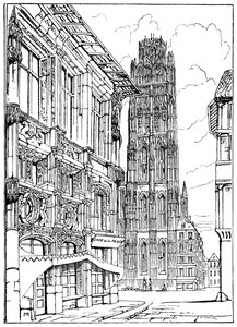 La guglia della cattedrale, Rouen, 1835 da Unbekannt