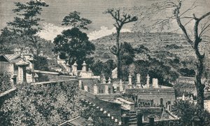 La collina del cimitero a Nagasaki, Giappone, prima dell