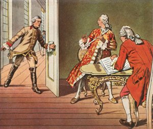 Il principe ereditario e il suo insegnante di musica vengono interrotti durante una lezione di flauto, 1729 da Unbekannt