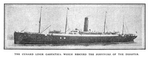 Il transatlantico Cunard Carpathia che ha salvato i sopravvissuti del disastro, 20 aprile 1912 da Unbekannt
