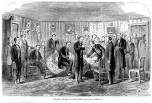 Il letto di morte del Presidente Abraham Lincoln, 1865, 1872 da Unbekannt