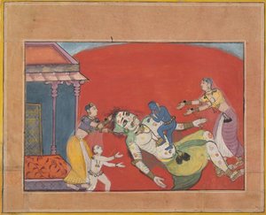 La morte della demone Putana: Foglio da una serie del Bhagavata Purana da Unbekannt