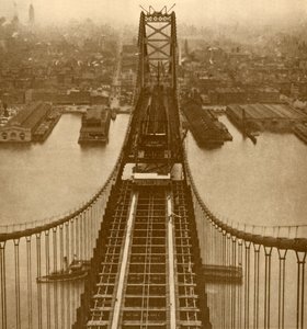 Il ponte sospeso sul fiume Delaware, c1930 da Unbekannt