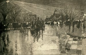 La luce elettrica in Madison Square, New York, in una serata nuvolosa, 1882 da Unbekannt