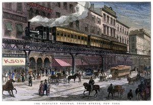 La ferrovia sopraelevata, Third Avenue, New York, 1879 da Unbekannt