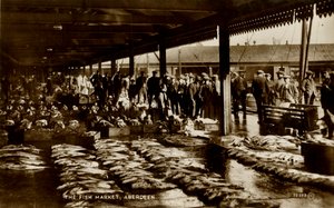 Il mercato del pesce, Aberdeen, fine XIX-inizio XX secolo