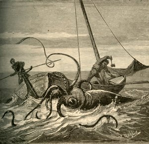 La battaglia dei pescatori con il calamaro gigante, 1881 da Unbekannt
