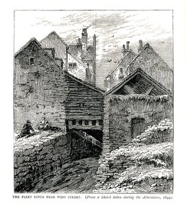 Il Fleet Ditch vicino a West Street, durante le modifiche, 1844