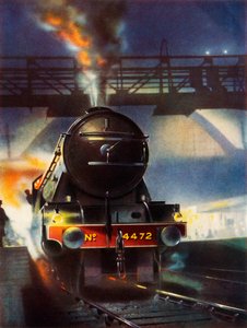 The Flying Scotsman, famosa locomotiva n. 4472, in partenza da Kings Cross, 1935