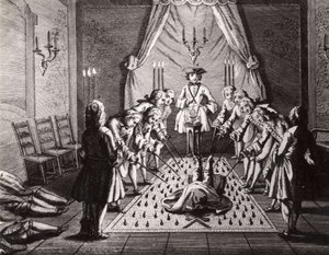 Cerimonia di iniziazione dei massoni francesi, 18° secolo