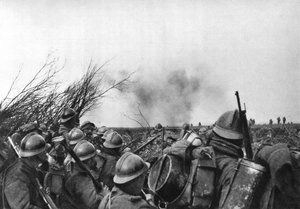 La linea del fronte francese a Douaumont, Verdun, Francia, 25 febbraio 1916