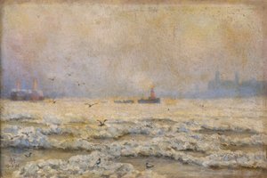 Il Tamigi ghiacciato a Greenwich, 1895 da Unbekannt