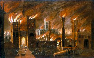 Il Grande Incendio di Londra, 1666, c1675 da Unbekannt