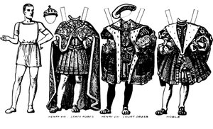 La Grande Galleria del Costume Britannico: Abito indossato al tempo di Enrico VIII, c1934