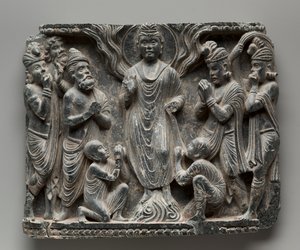 Il grande miracolo a Shravasti, c. 100 da Unbekannt