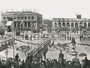 La grande piazza in un giorno di festa, Montevideo, Uruguay, 1895 da Unbekannt
