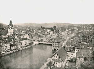 La Grosse Stadt e la Kleine Stadt divise dal fiume Limmat, Zurigo, Svizzera