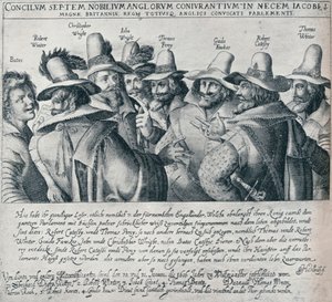 I cospiratori della Congiura delle Polveri e il loro servitore Bates, 1605, 1901
