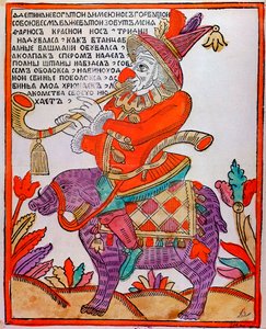Il giullare Farnos il naso rosso, stampa Lubok