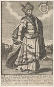 Il re della Cambogia in piedi con uno scettro nella mano destra, ca. 1670-1700 da Unbekannt