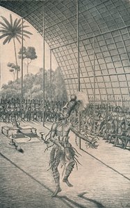 Il re Mangbattu Munsa danza davanti alle sue mogli e guerrieri, c1870, 1903 da Unbekannt