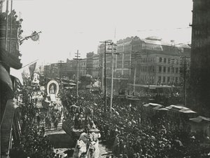 La parata del Mardi Gras in Canal Street, New Orleans, USA, 1895