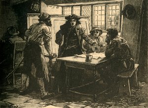 Il Capitano di Nottingham e gli agitatori alla White Horse Inn, Pentrich, Derbyshire, 1817 c1890 da Unbekannt