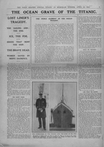 La tomba oceanica del Titanic e fotografia del capitano Edward Smith, 20 aprile 1912 da Unbekannt