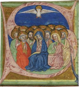 La Pentecoste. Iniziale S da un manoscritto Graduale, ca 1430 da Unbekannt