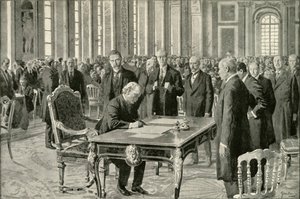 Il Primo Ministro della Gran Bretagna firma il trattato di pace, 1919 da Unbekannt