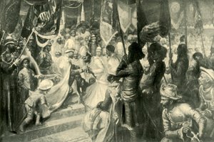 Il Principe di Galles che conferisce l