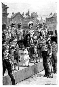 La Regina che distribuisce la Medaglia di Crimea, Horseguards Parade, Londra, c1850s, 1888 da Unbekannt