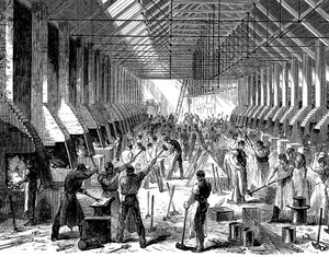 Le officine della Railway Carriage Company, Oldbury, West Midlands, 1869
