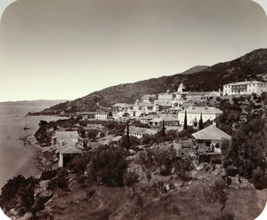 Il Monastero Rossikon di San Panteleimon sul Monte Athos, Grecia, 1860s da Unbekannt