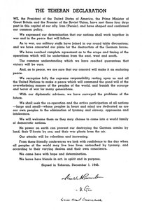 La Dichiarazione di Teheran, 1943, 1945