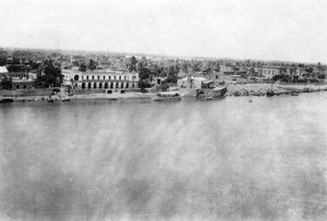 Il fiume Tigri dal 31° ospedale generale britannico, Baghdad, Mesopotamia, Prima Guerra Mondiale, 1918