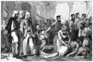 Il corrispondente del Times che osserva il saccheggio del Kaiser Bagh, 1858, c1860 da Unbekannt
