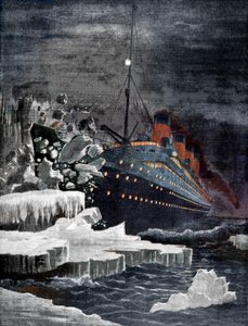 Il Titanic che collide con un iceberg, 1912 da Unbekannt