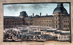La parata delle truppe durante la Grande Parata, Palazzo delle Tuileries, XIX secolo da Unbekannt