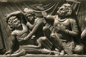 Museo Victoria and Albert. Parte di un rilievo della morte del Buddha (parinirvana). 200-400. Periodo Kushan. Scisto. Gandhara/Nordovest del Pakistan. Regno Unito da Unbekannt