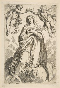 La Vergine Incoronata da Due Angeli, copia da Cantarini, XVII secolo da Unbekannt