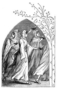 Le Vergini Sagge che vanno incontro allo sposo, le loro lampade brillano, 1883 da Unbekannt
