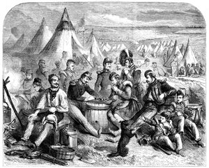 Il divertimento dei soldati prima di Sebastopoli, 1855 da Unbekannt
